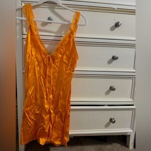 Orange lace Zara dress silky and satin